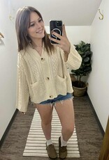 Button Down Cable Knit Cardigan