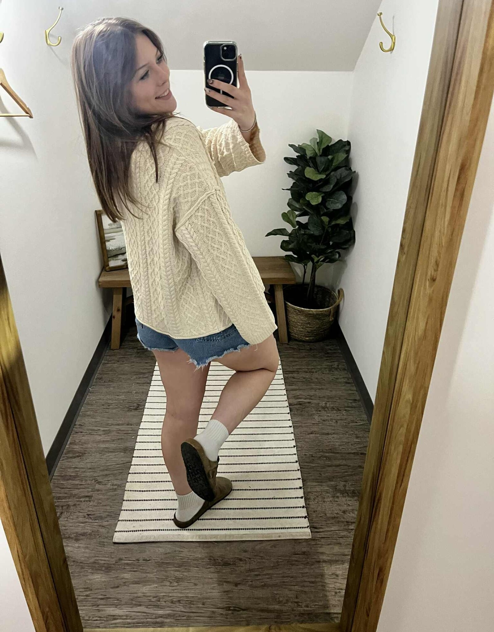 Button Down Cable Knit Cardigan