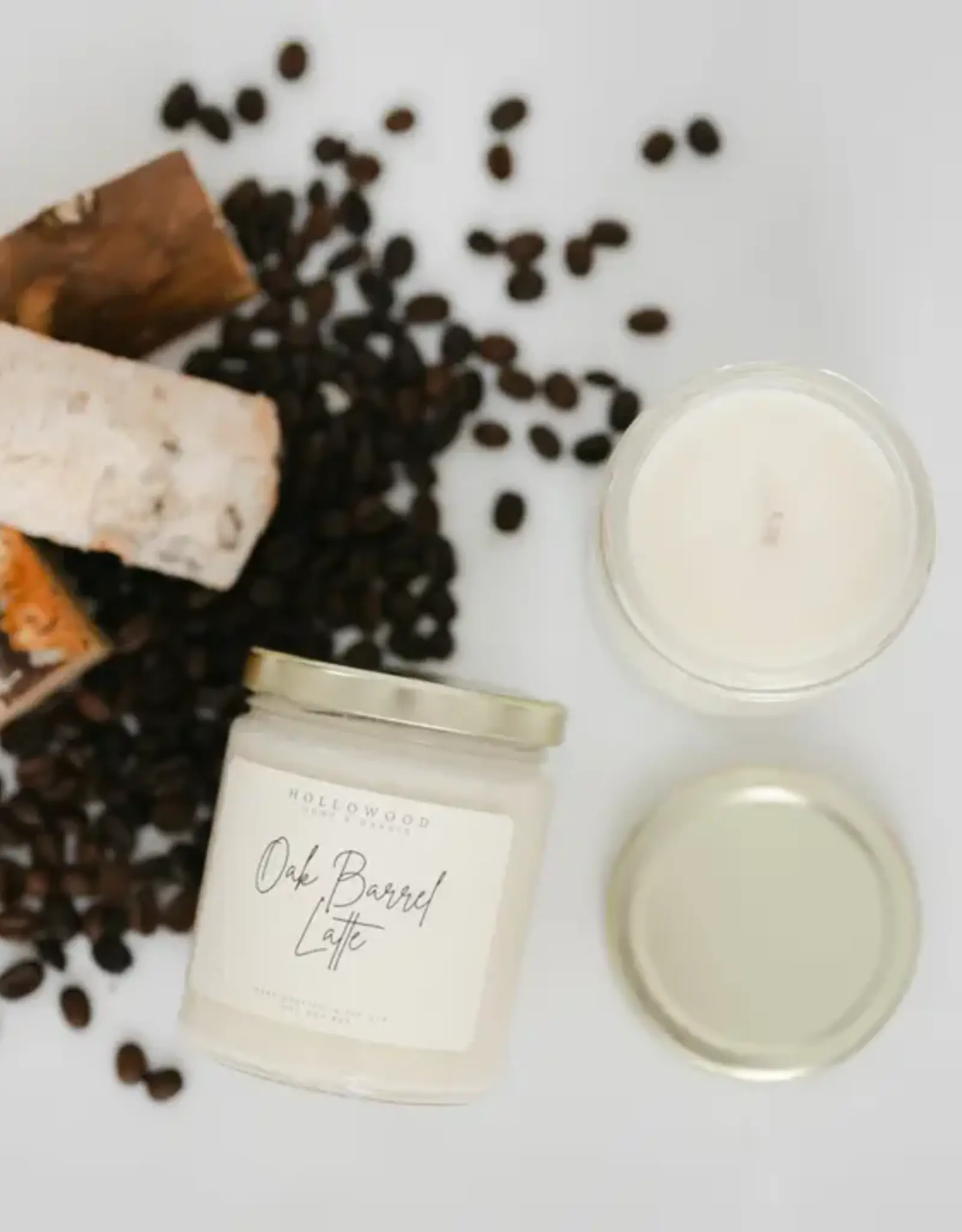Hollowood Home Soy Candle, Oak Barrel Latte