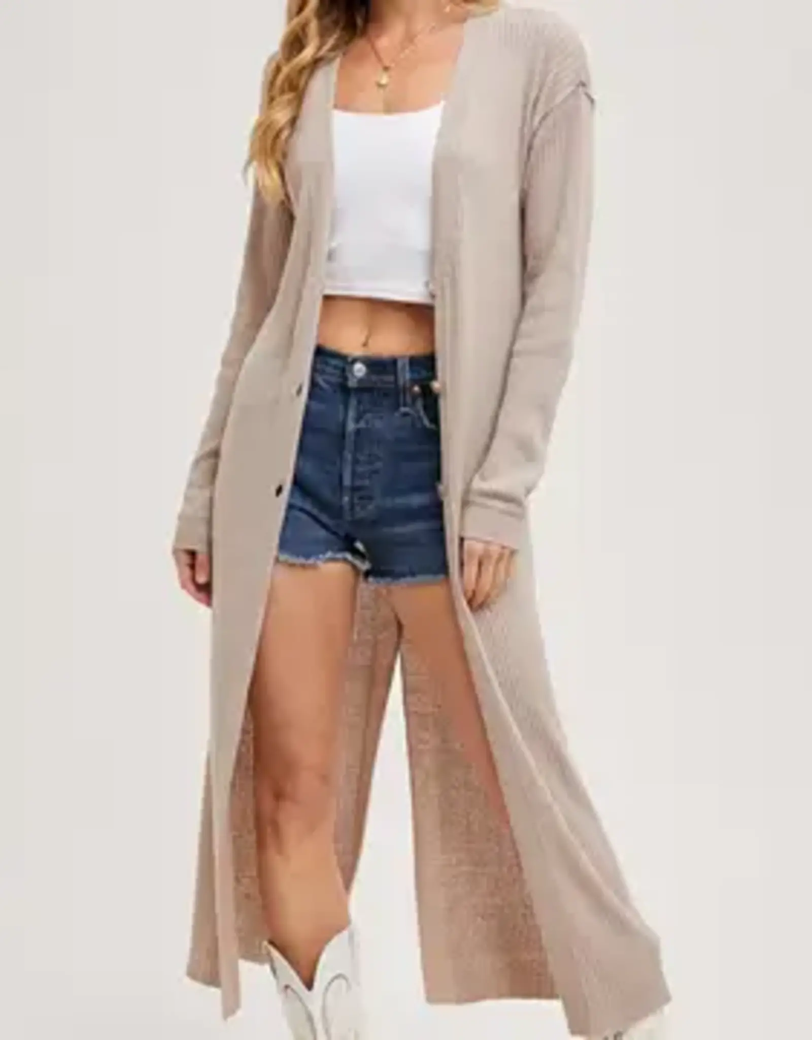 Longline Button Front Cardigan