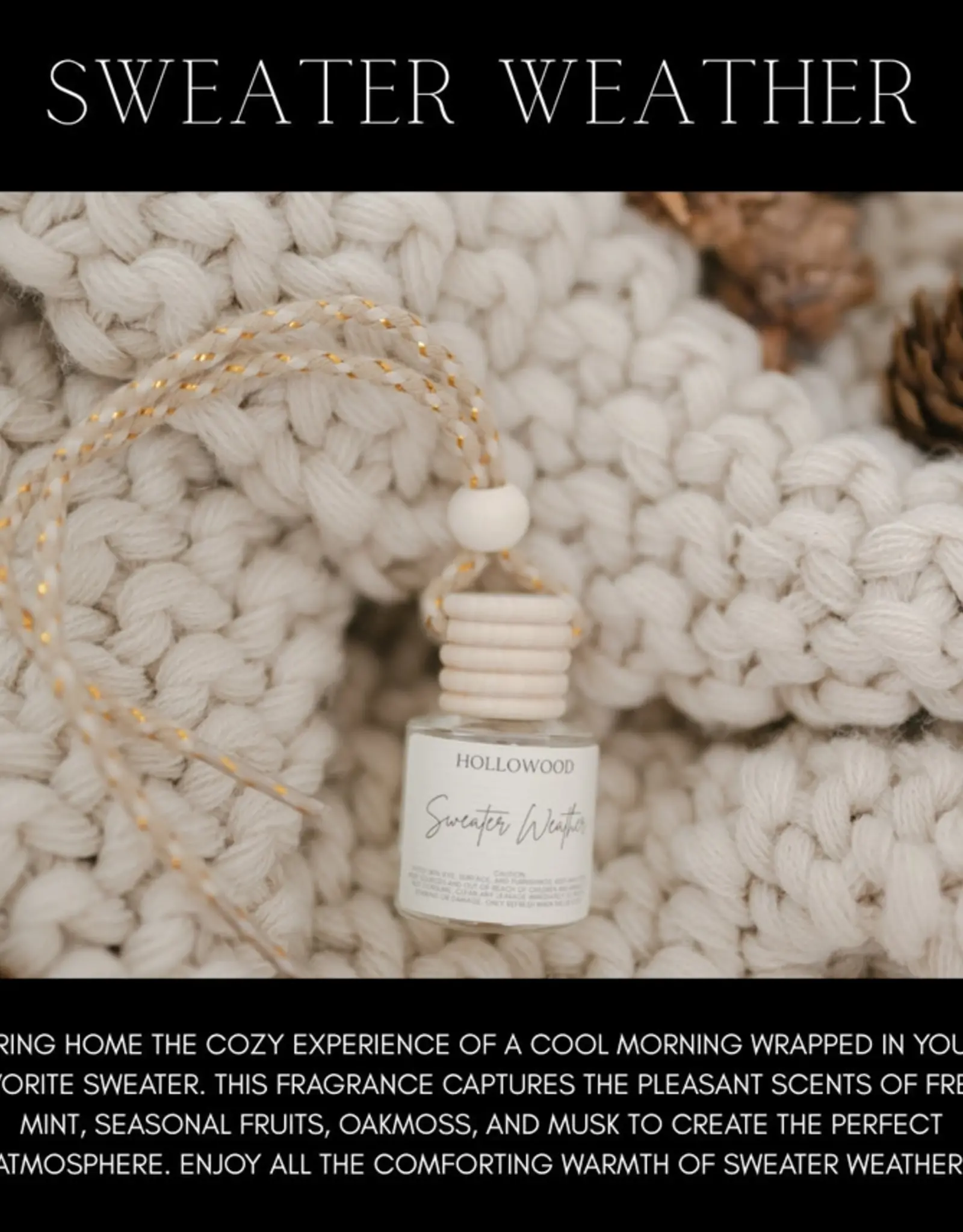Hollowood Home Car Diffuser, Sweater Weather