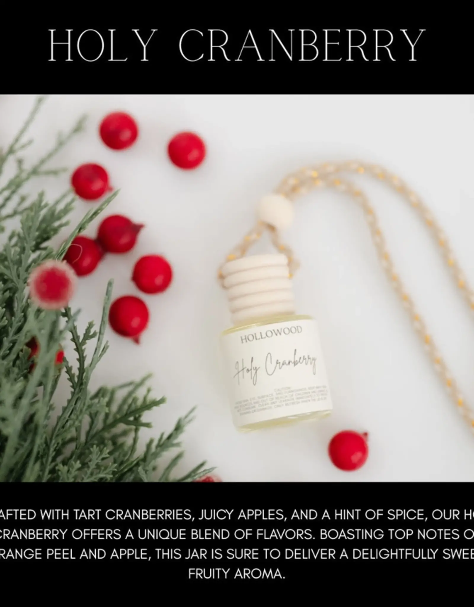 Hollowood Home Car Diffuser, Holy Cranberry