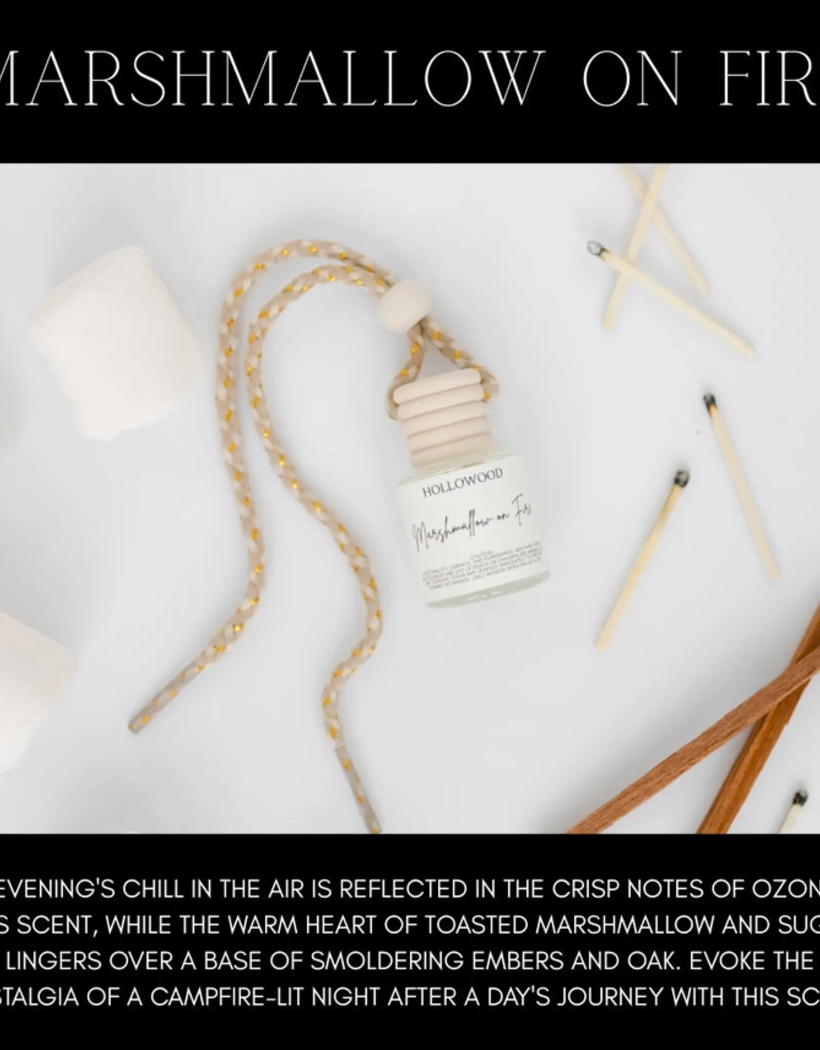Hollowood Home Car Diffuser, Marshmallow On Fire
