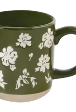 Sweet Water Decor Green Floral Stoneware Mug