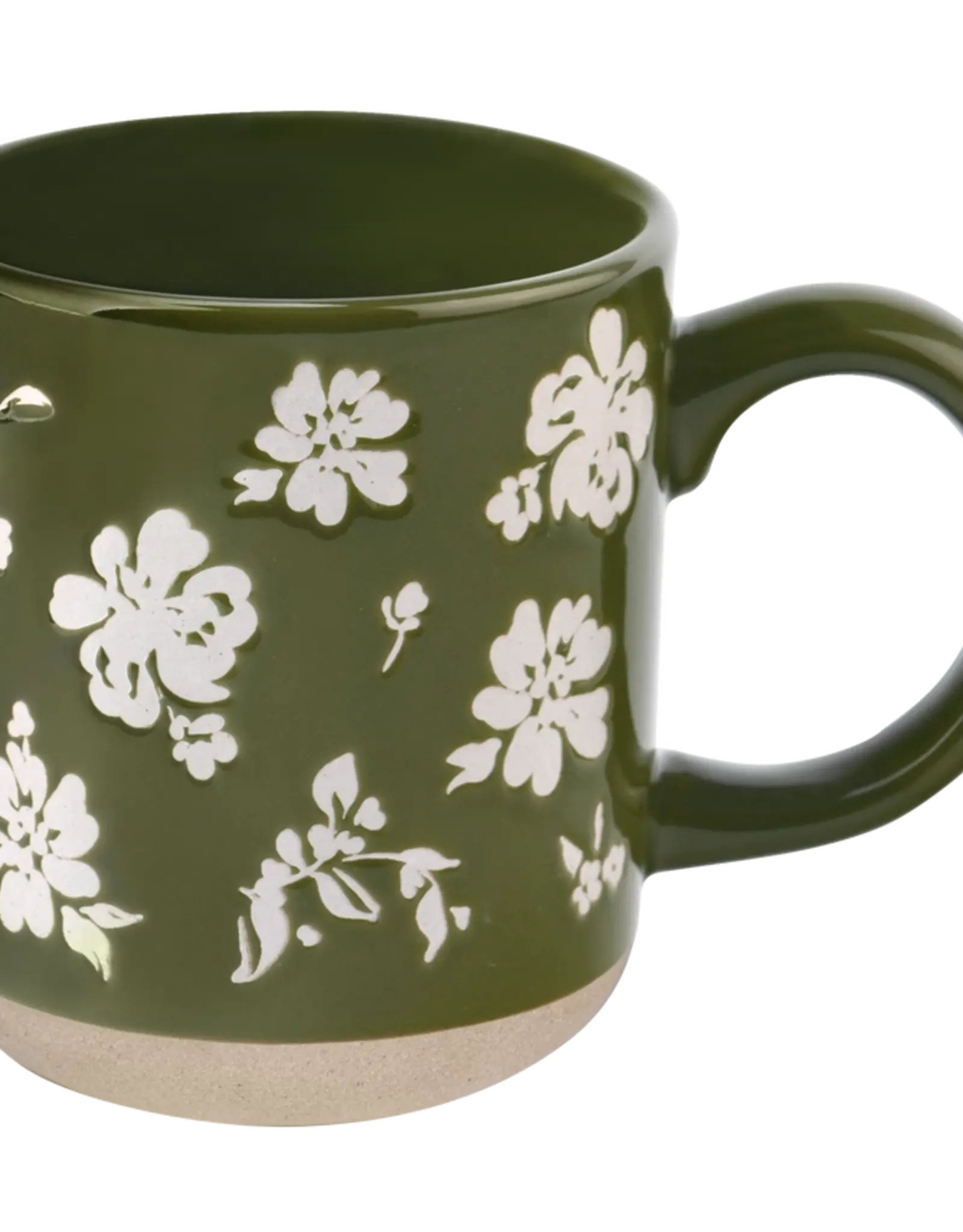Sweet Water Decor Green Floral Stoneware Mug