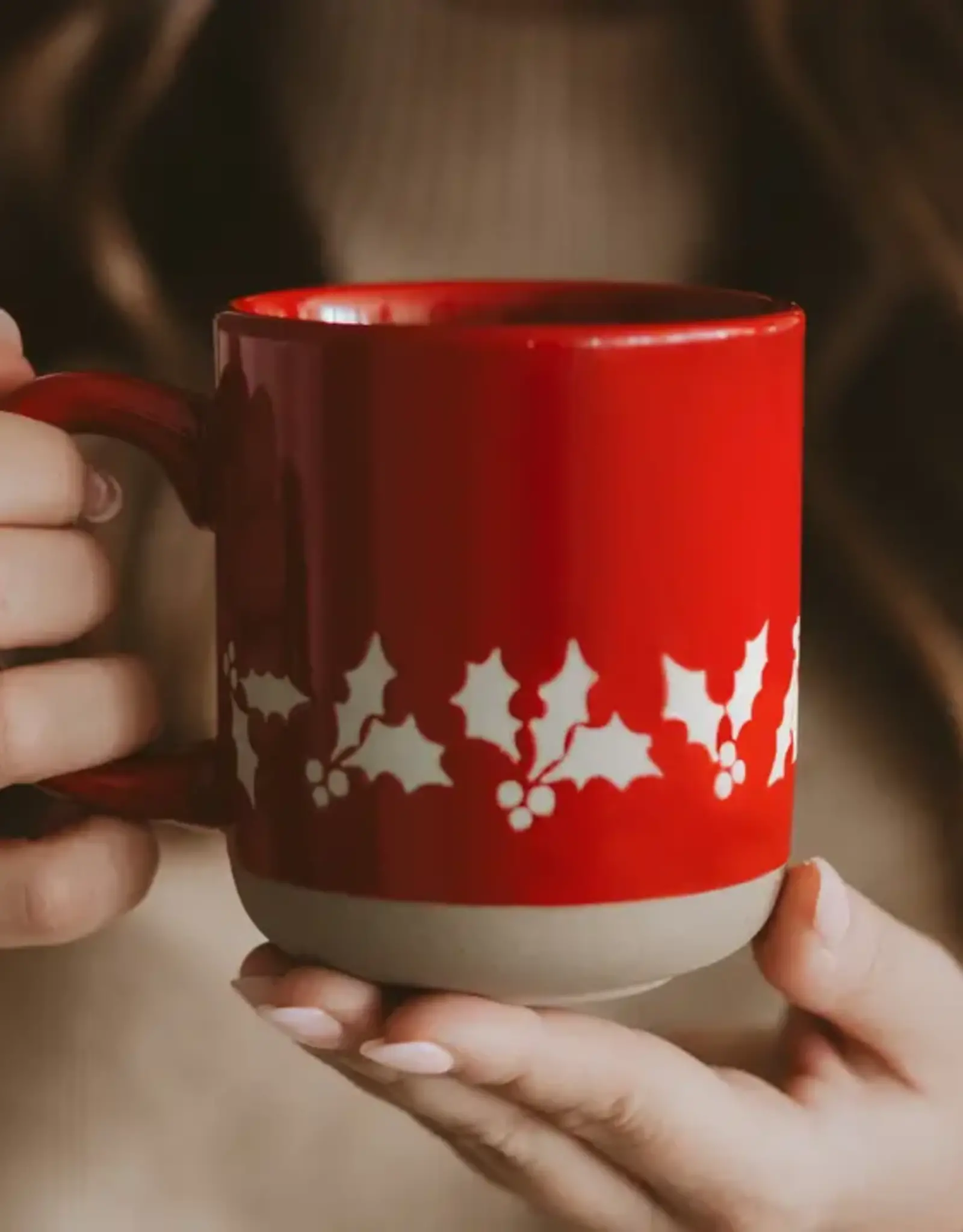 Sweet Water Decor Red Holly Stoneware Mug