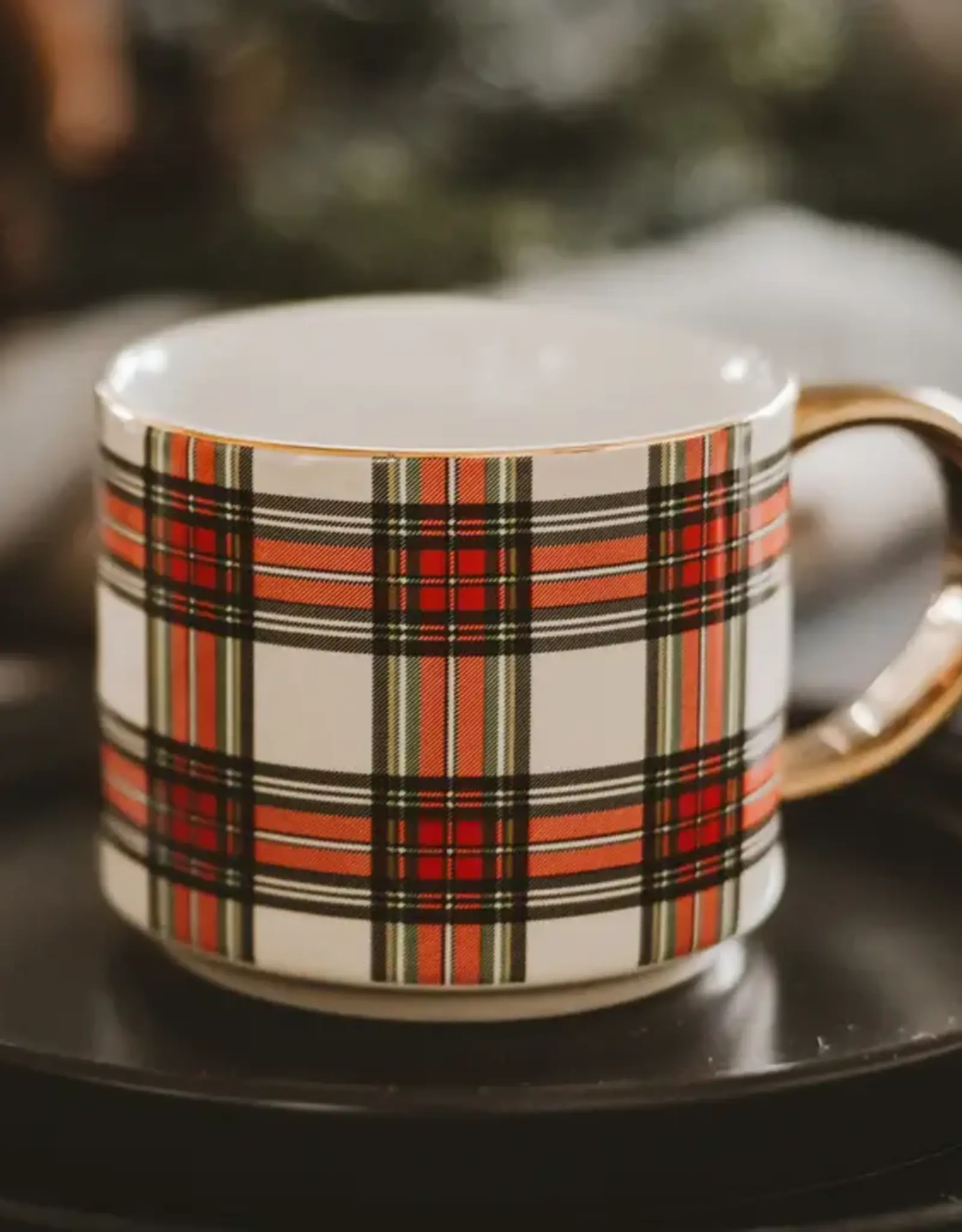 Sweet Water Decor White Plaid Coffee Mug
