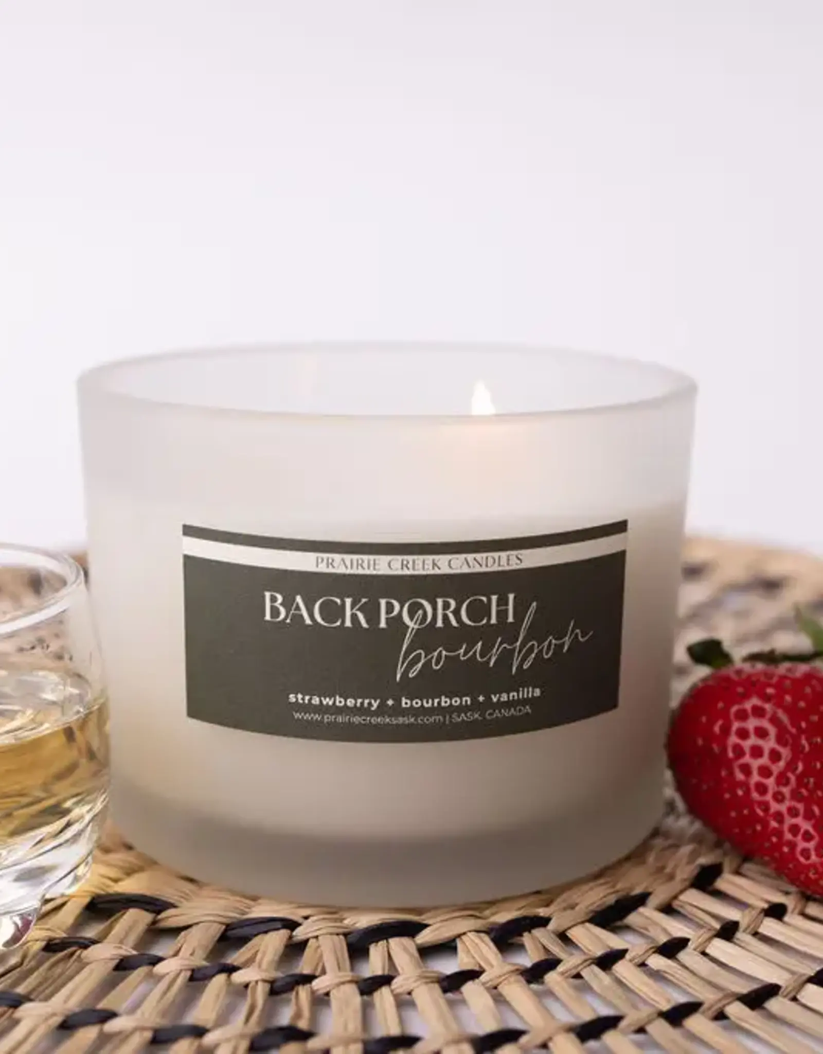 Prairie Creek Candles Wood Wick Candle, Back  Porch Bourbon 16oz