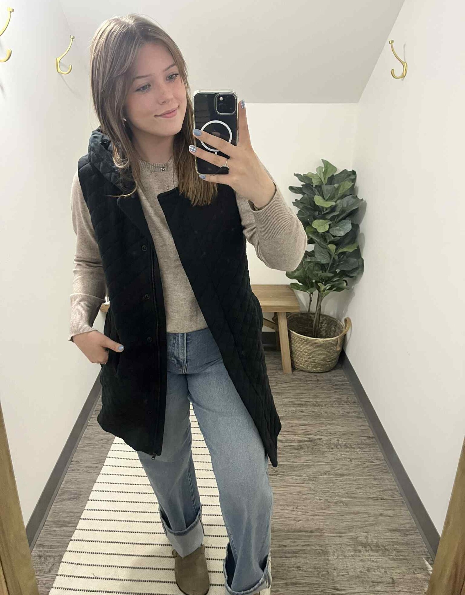Mono B Longline Quilted Vest