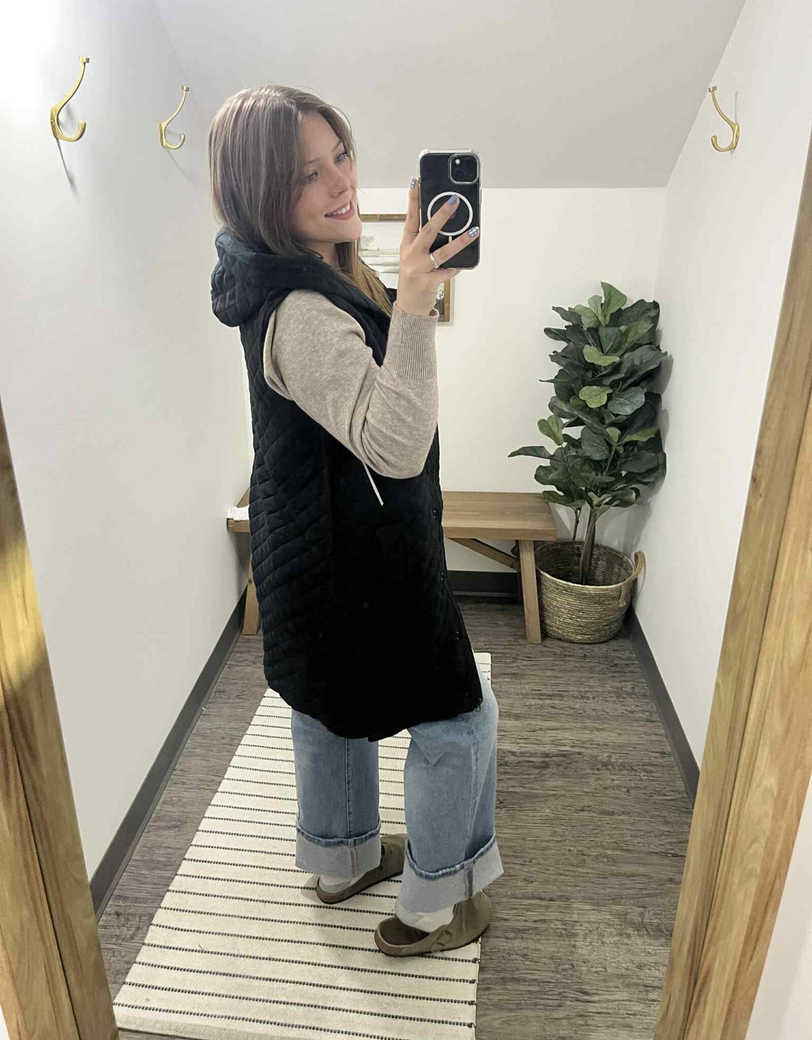 Mono B Longline Quilted Vest