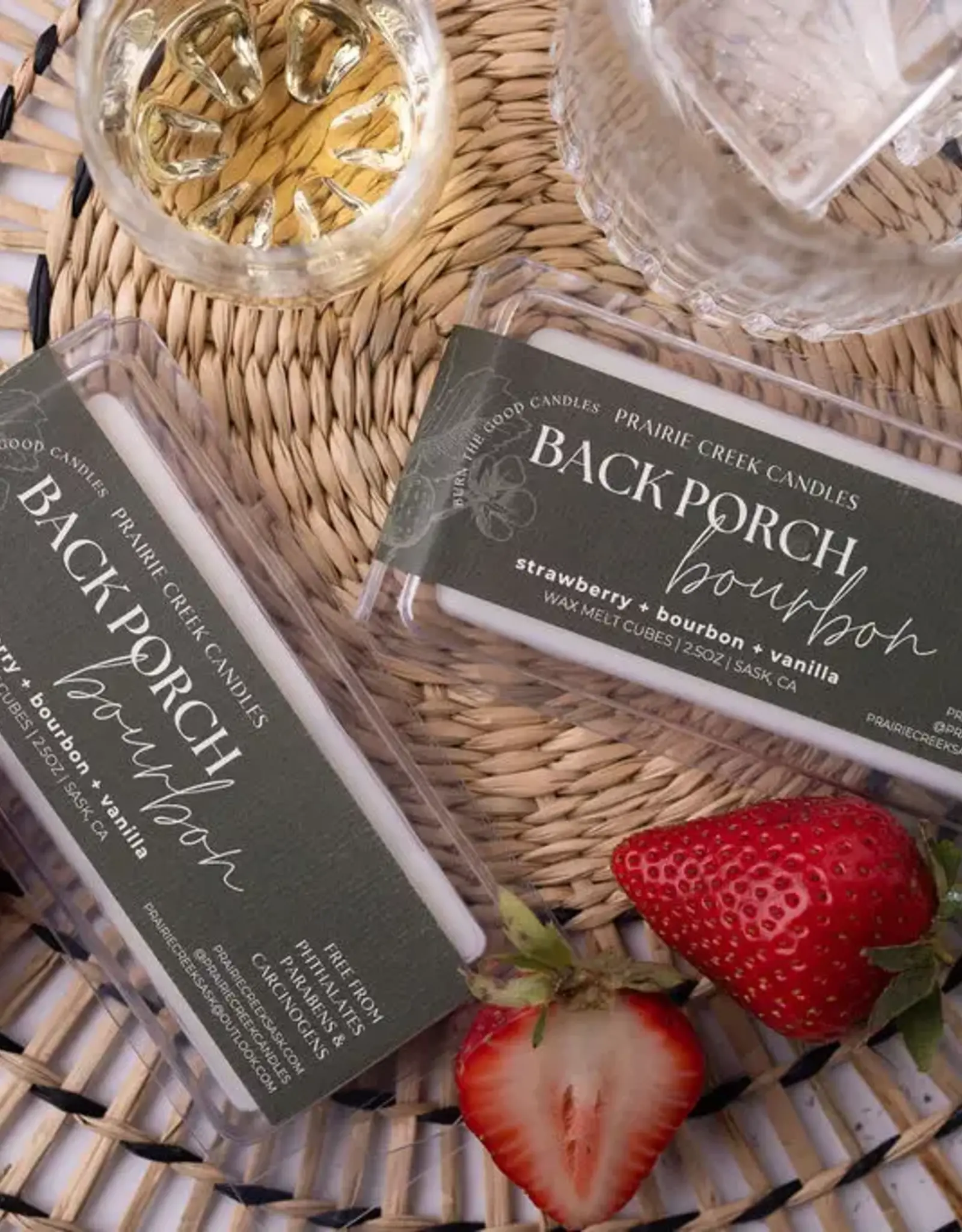 Prairie Creek Candles Wax Melts, Back Porch Bourbon