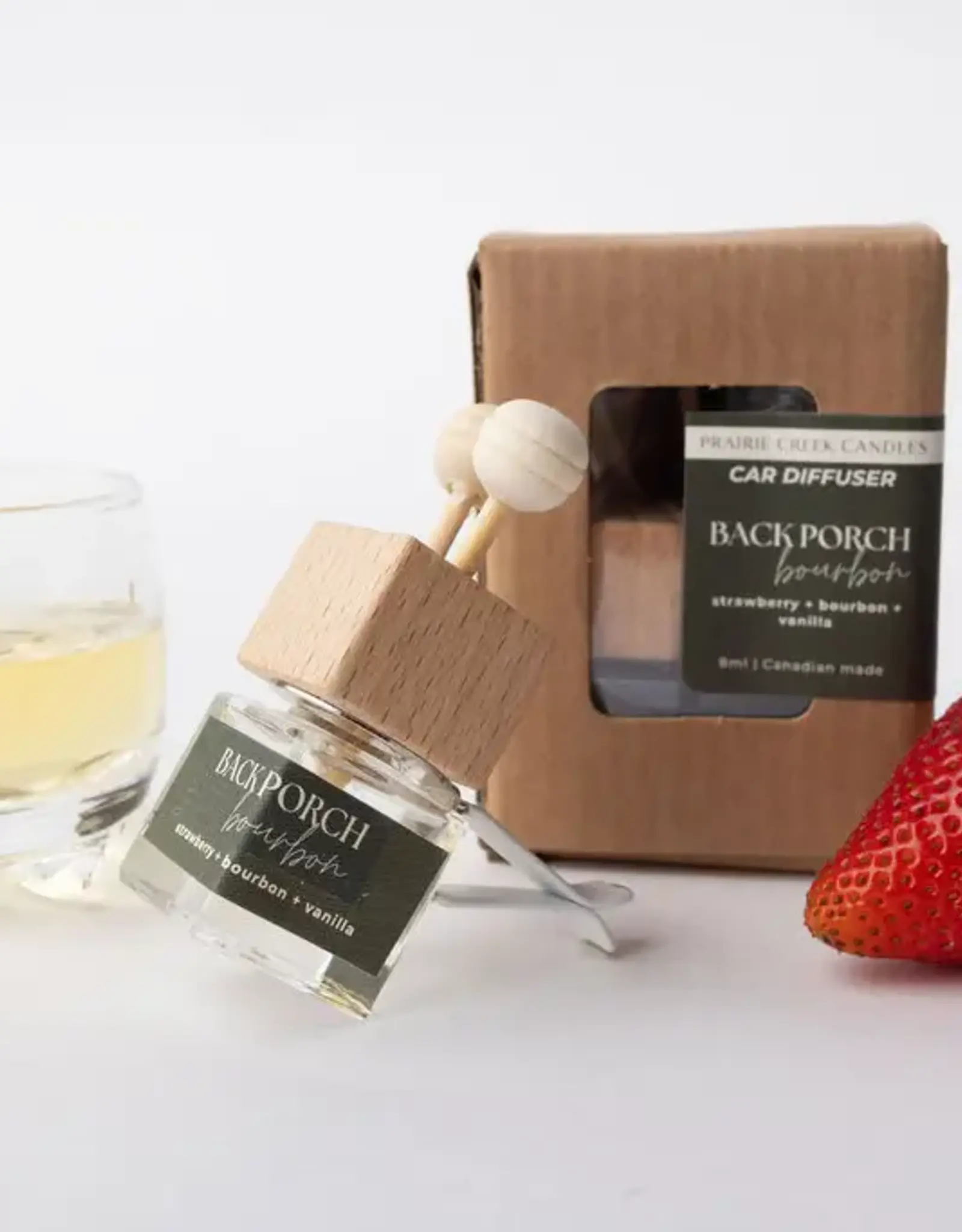 Prairie Creek Candles Car Diffuser, Back Porch Bourbon