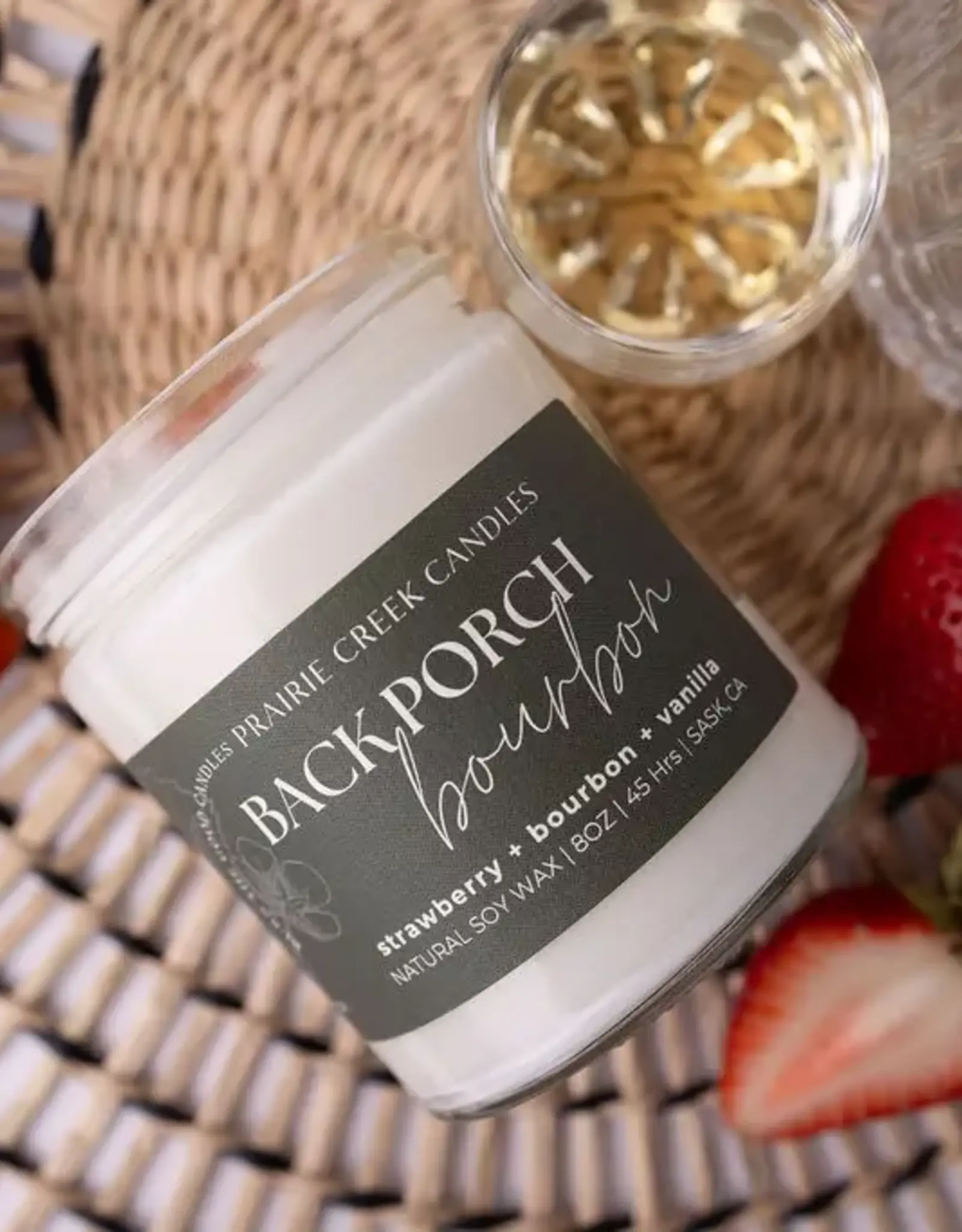 Prairie Creek Candles Wood Wick Candle, Back Porch Bourbon 8oz