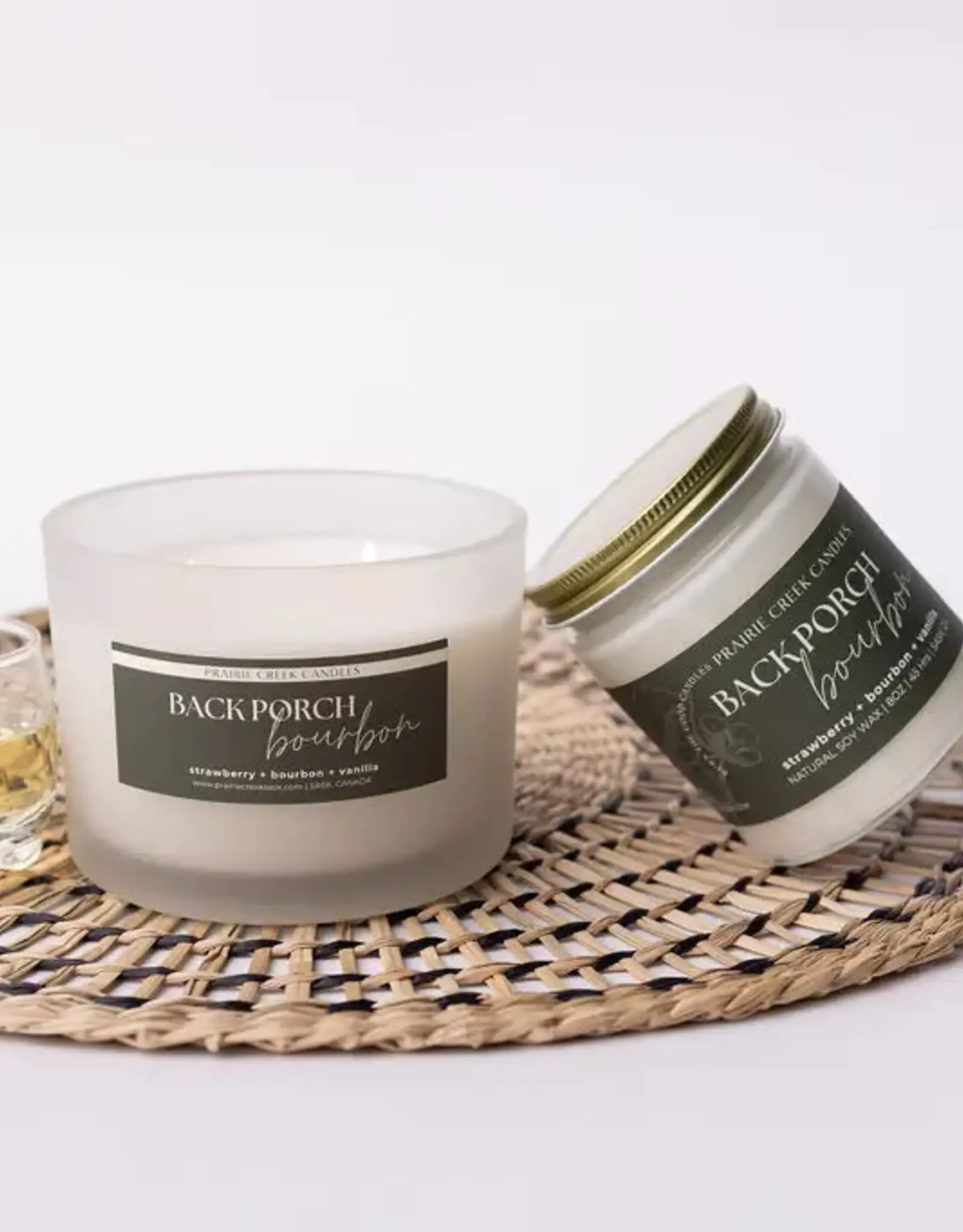Prairie Creek Candles Wood Wick Candle, Back Porch Bourbon 8oz
