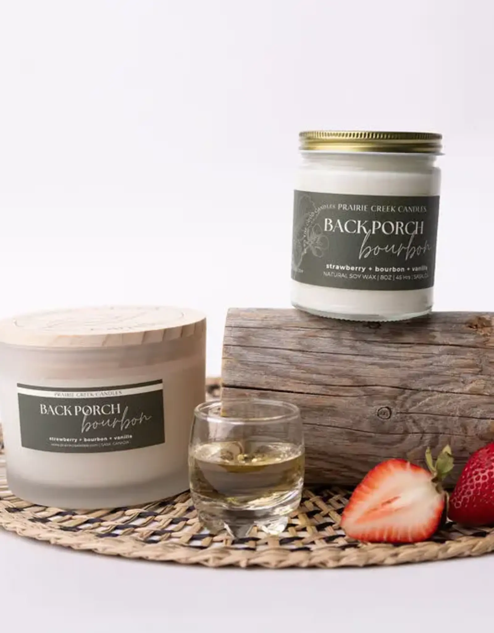 Prairie Creek Candles Wood Wick Candle, Back Porch Bourbon 8oz