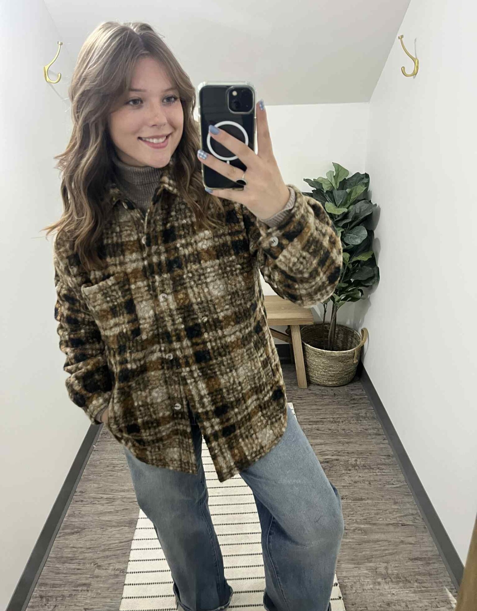 Button Down Plaid Shacket