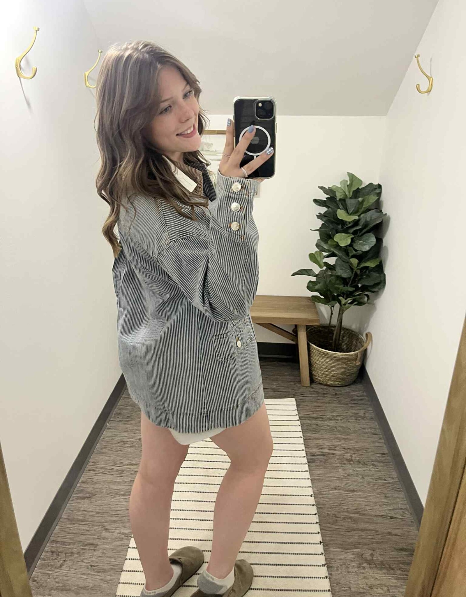 Denim Corduroy Collar Barn Coat