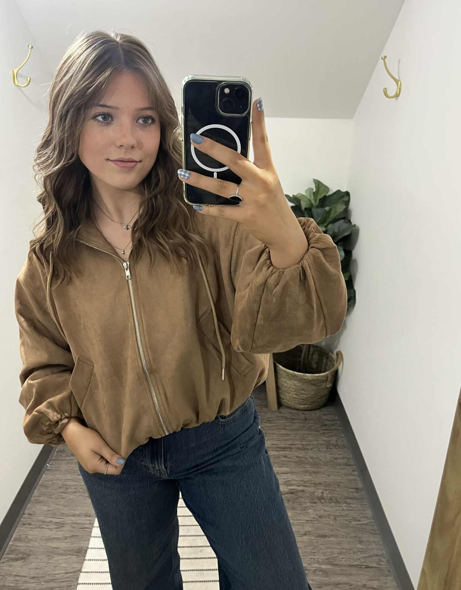 Faux Suede Hooded Jacket