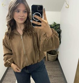 Faux Suede Hooded Jacket