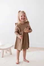 Mila & Co Ribbed Flutter Dress, Cappuccino