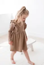 Mila & Co Ribbed Flutter Dress, Cappuccino