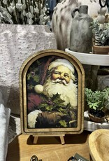 Redeemed Decor Arch Top Framed Art, Colorful Vintage Santa