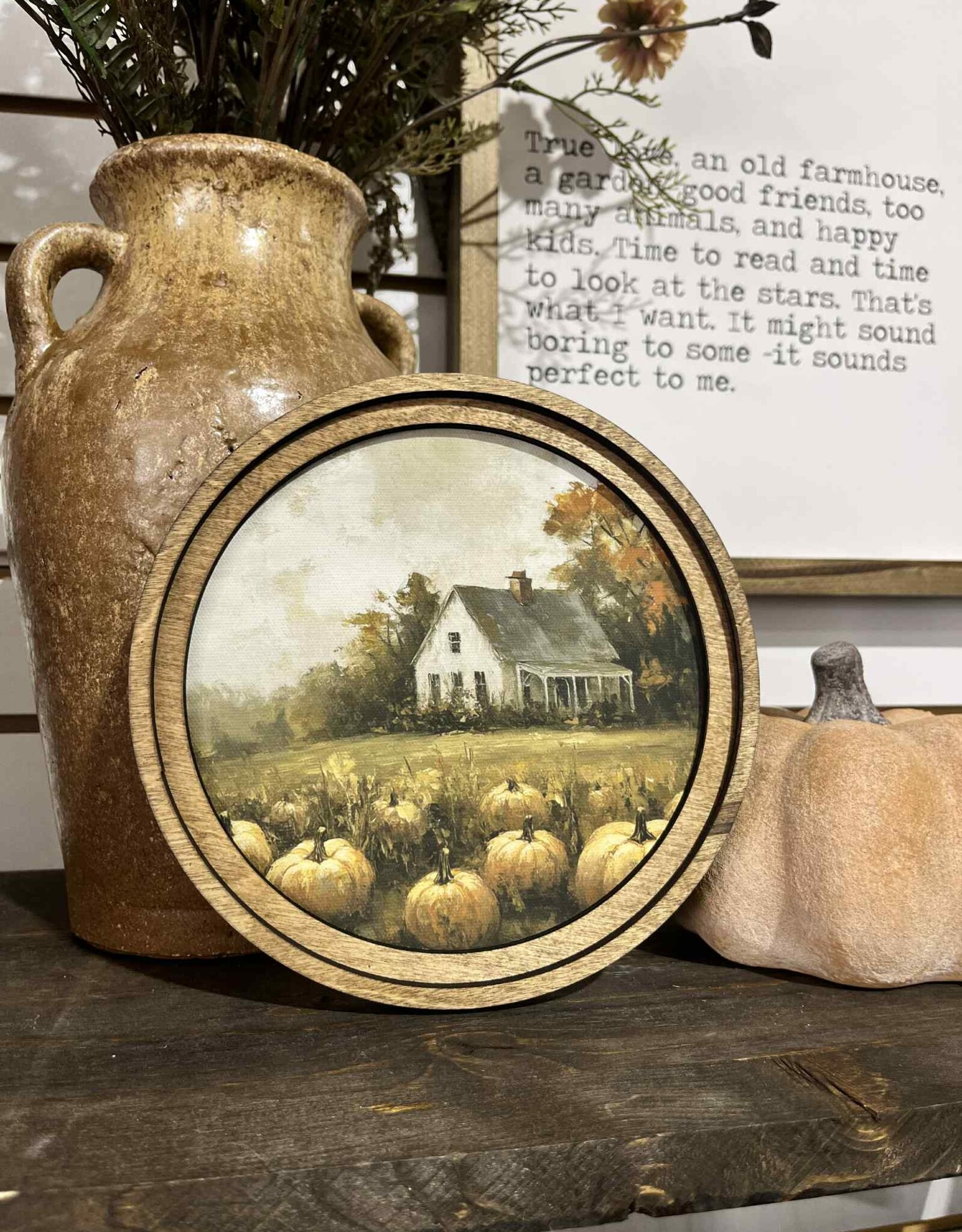 Redeemed Decor 8" Round Art, Pumpkin Farmhouse
