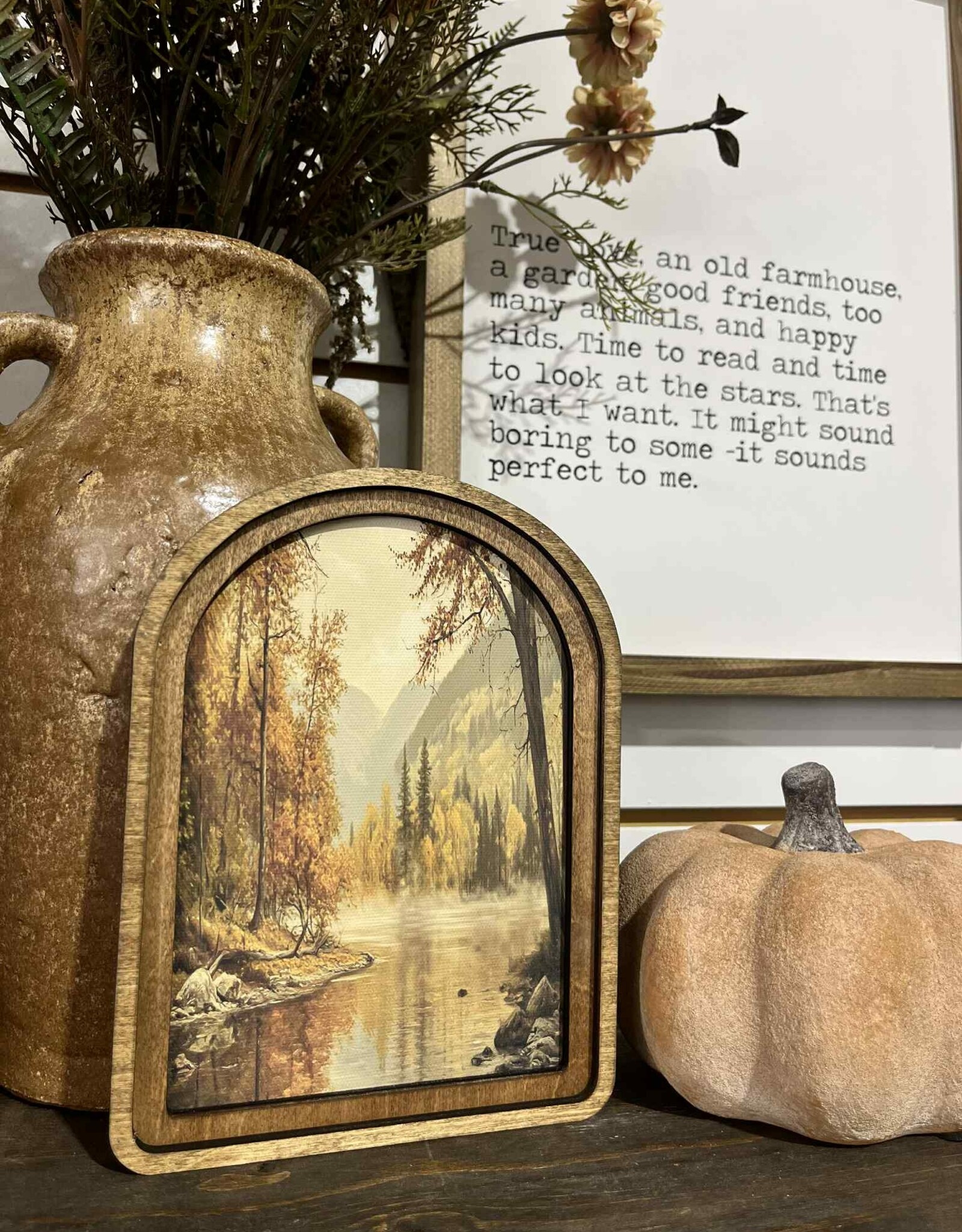 Redeemed Decor Arch Top Framed Art, Autumn River 8x11"