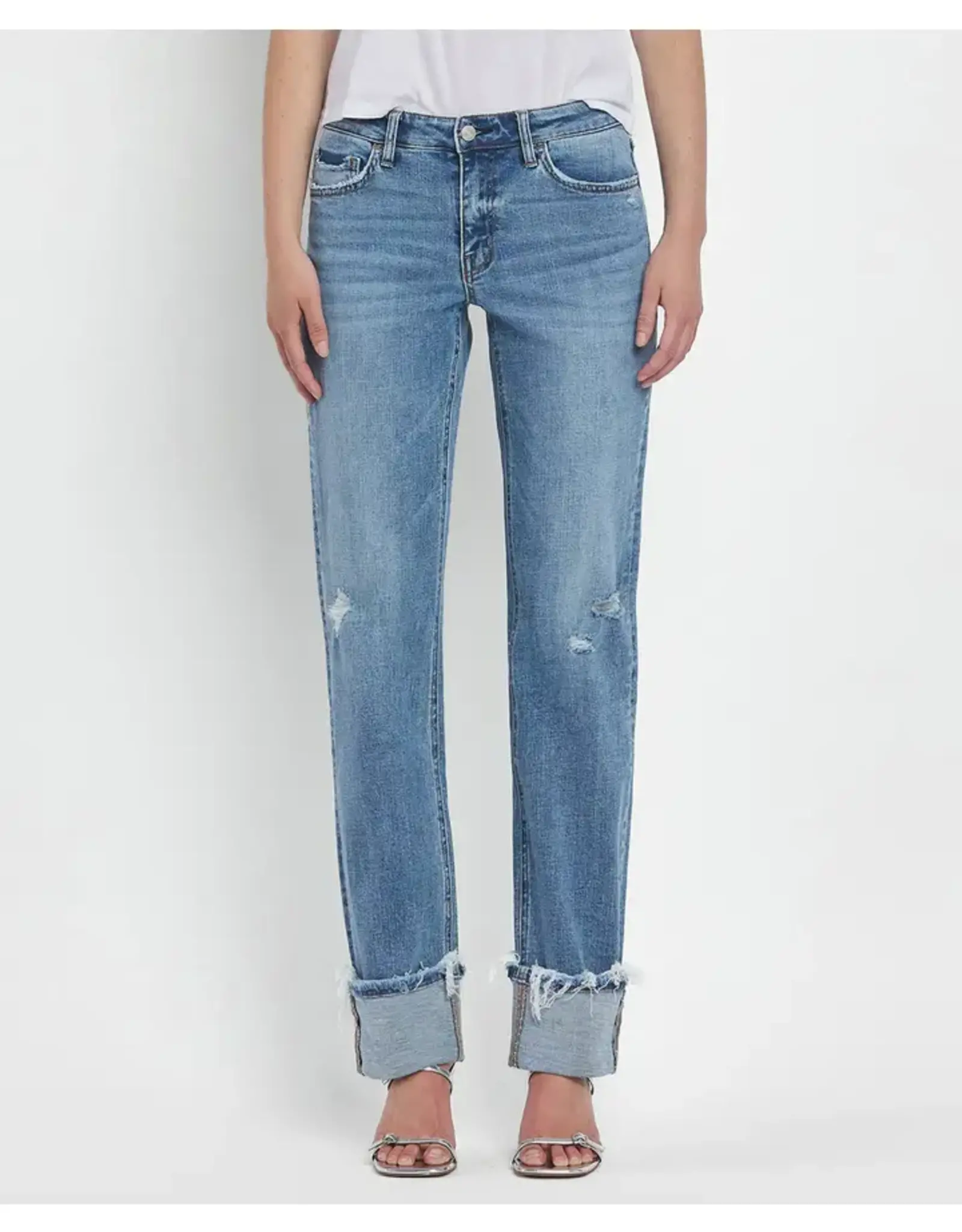 Vervet Straight Mid Rise Cuffed Jeans