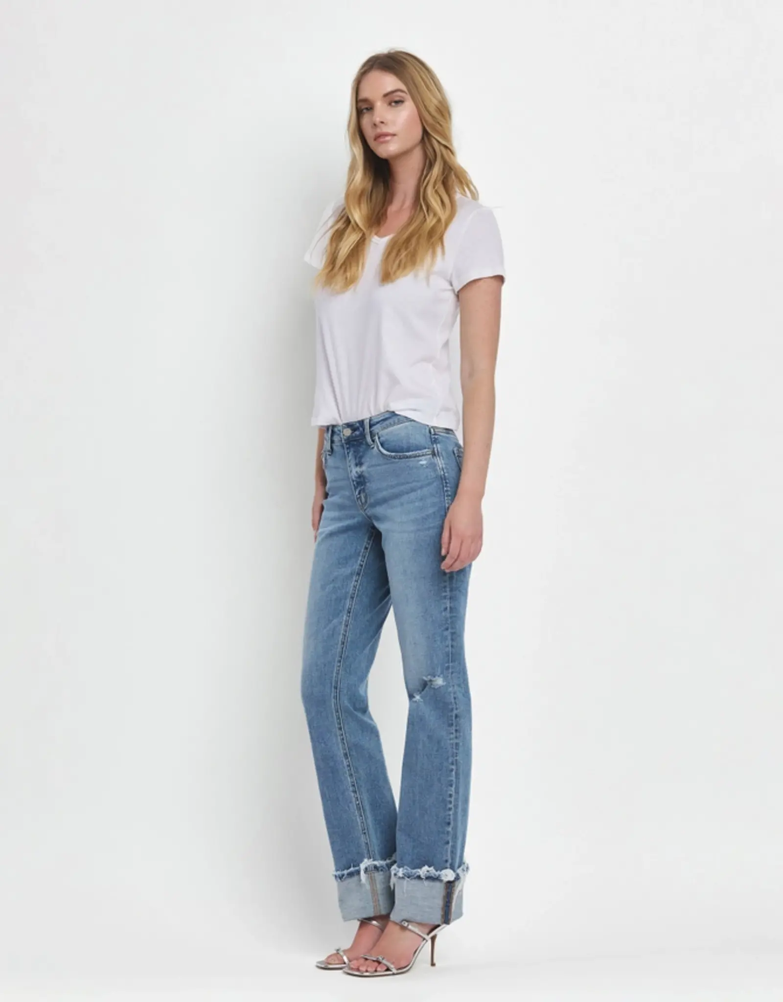 Vervet Straight Mid Rise Cuffed Jeans