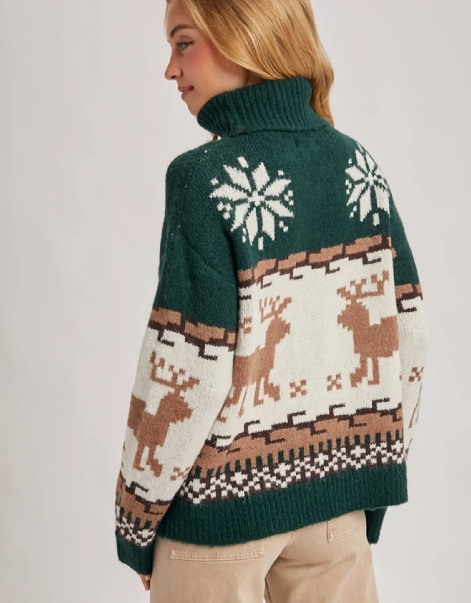 Reindeer Turtle Neck Knit Sweater