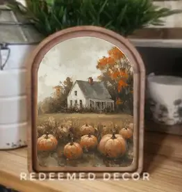 Redeemed Decor Arch Top Framed Art, Pumpkin Farmhouse