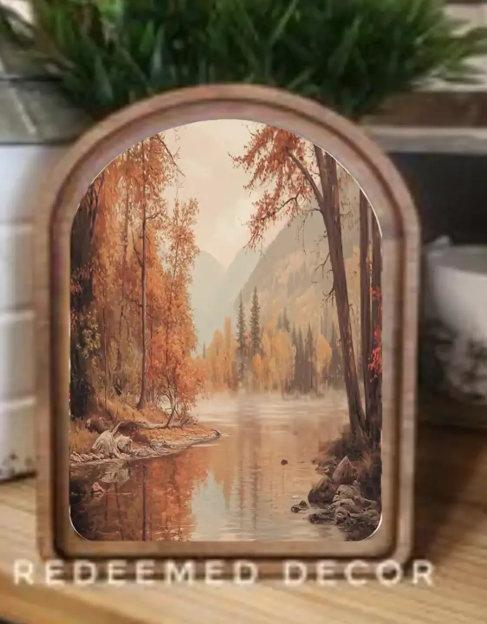 Redeemed Decor Arch Top Framed Art, Autumn River