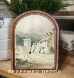 Redeemed Decor Arch Top Framed Art, Village Church