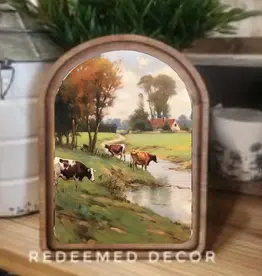 Redeemed Decor Arch Top Framed Art, Pasture Stream