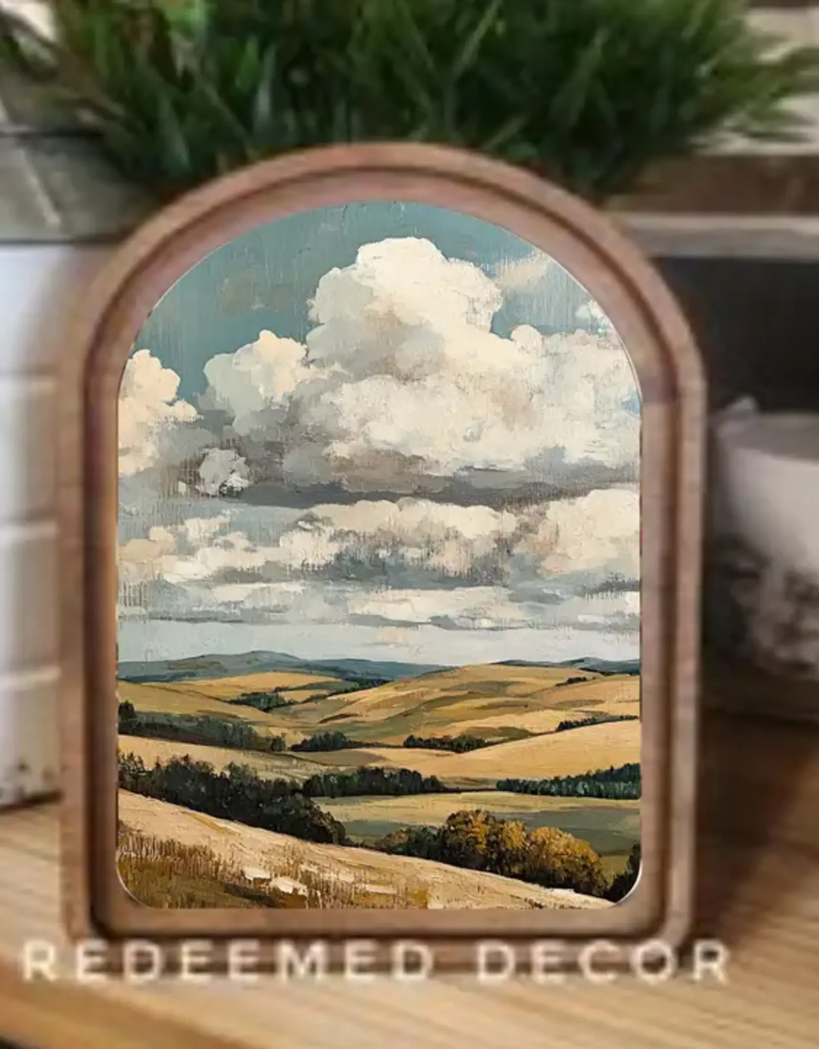Redeemed Decor Arch Top Framed Art, Golden Hills