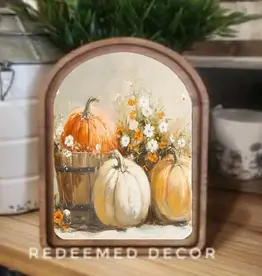 Redeemed Decor Arch Top Framed Art, Pumpkin Bucket
