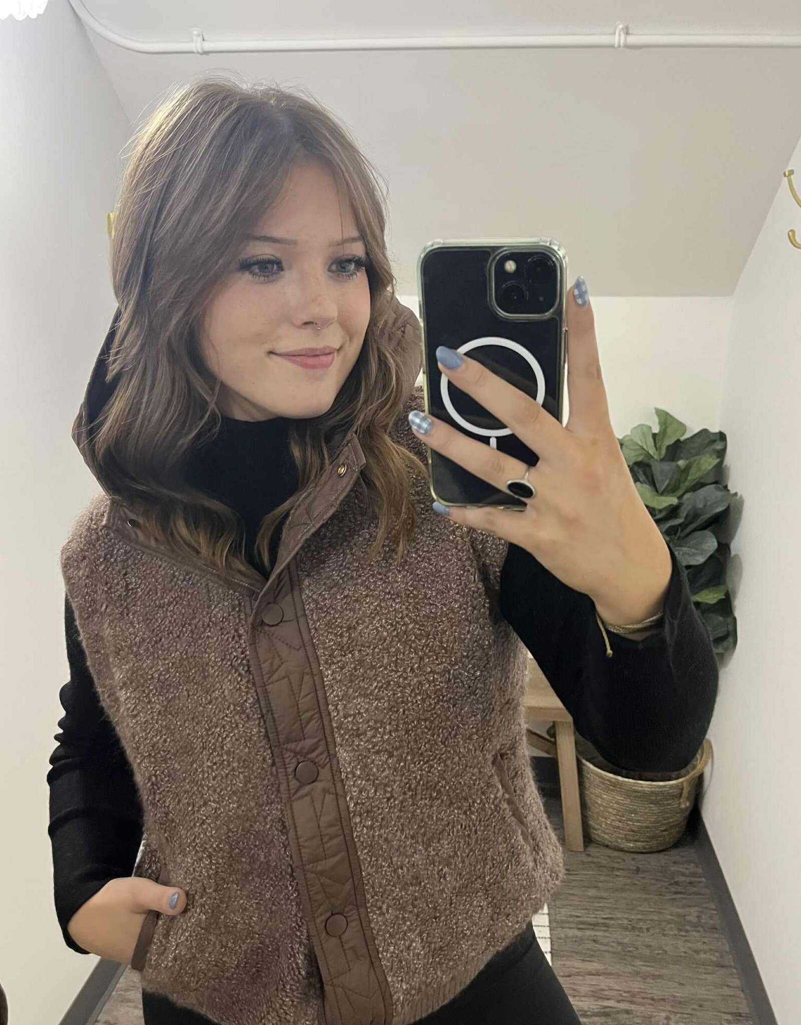 Button Down Fleece Quilted Vest