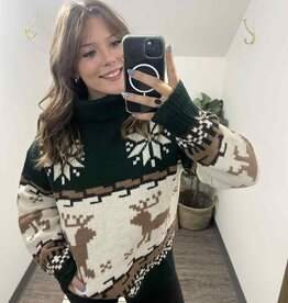 Reindeer Turtle Neck Knit Sweater
