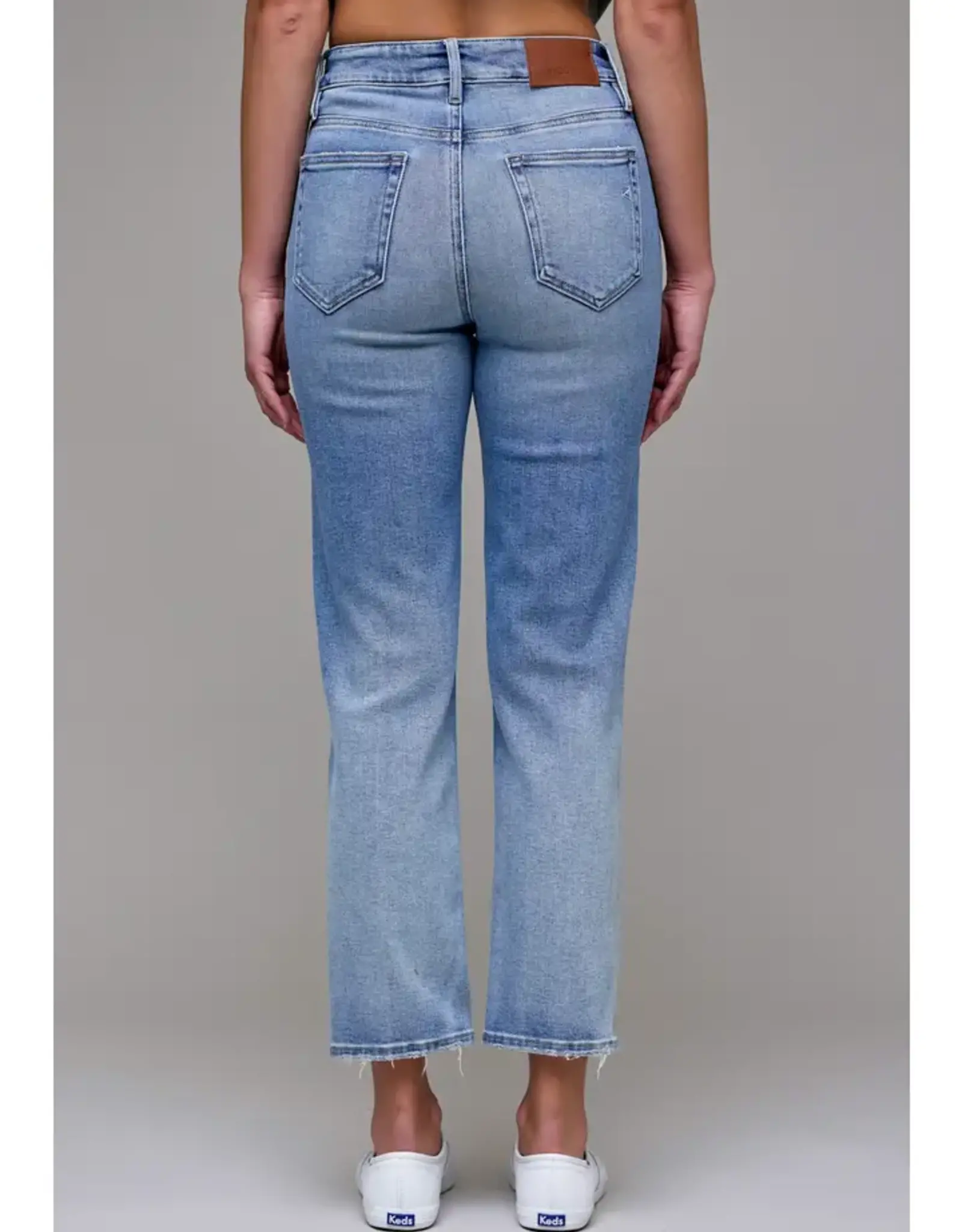 Hidden Stretch Straight Leg Jeans Med Dark Wash