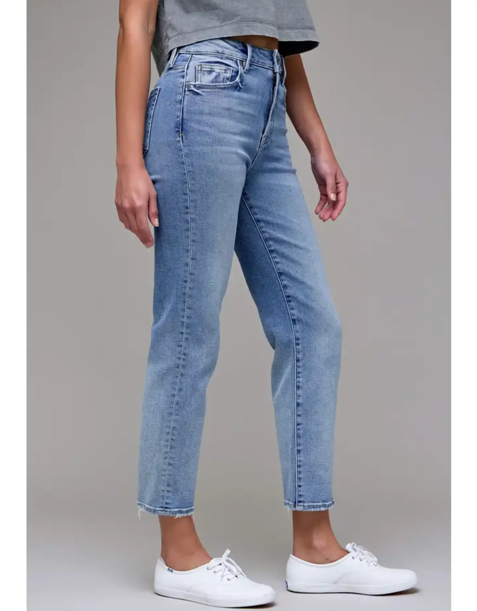 Hidden Stretch Straight Leg Jeans Med Dark Wash