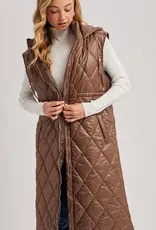 Diamond Quilt Long Line Puffer Vest, Coco Diamond Quilt Long Line Puffer Vest, Coco