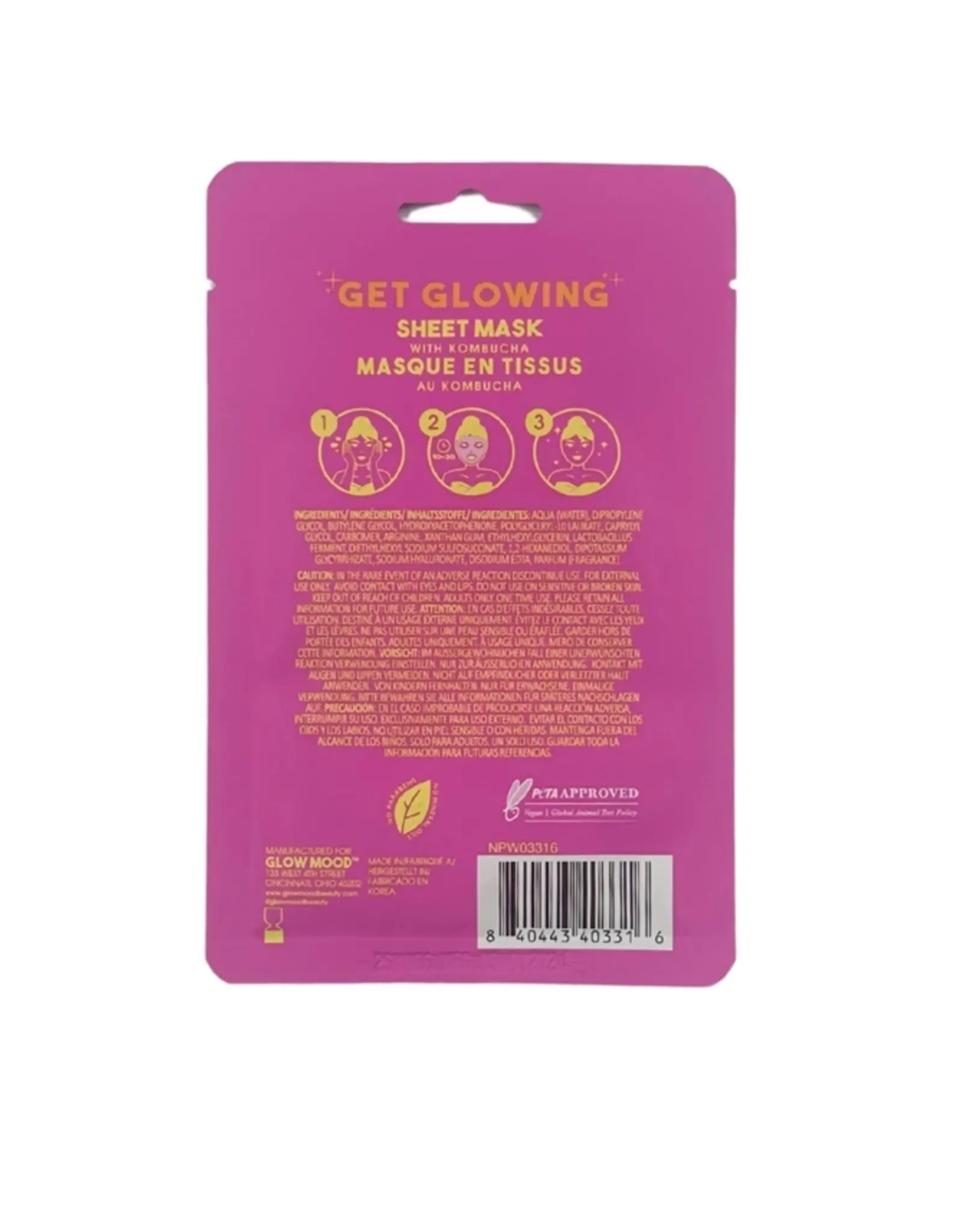 Glow Mood Sheet Mask, Balancing w/Kombucha