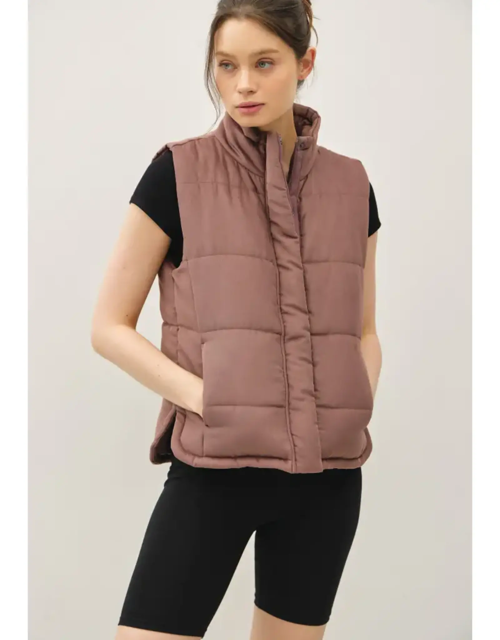 Suede Puffer Vest