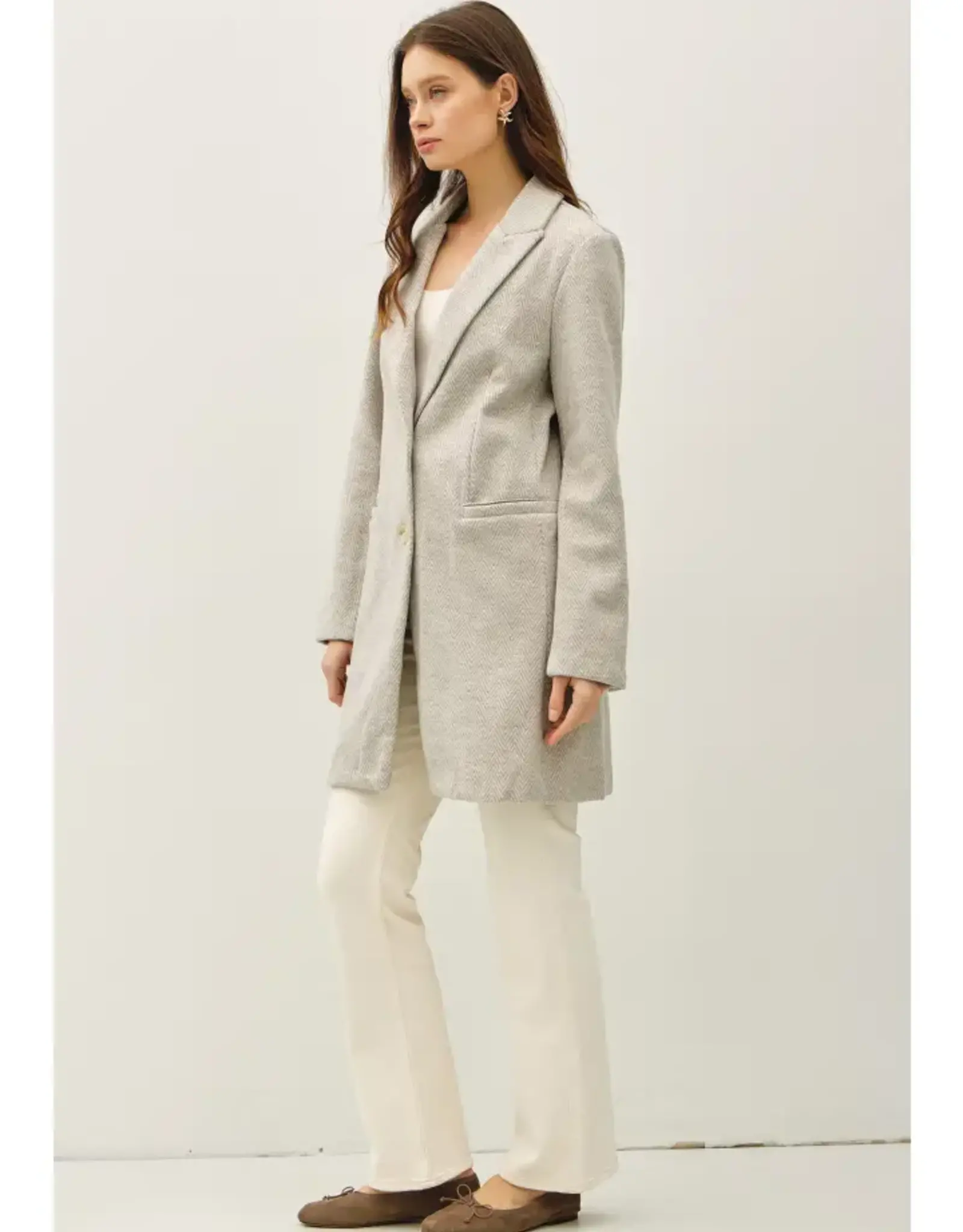 Chevron Pattern Double Button Coat