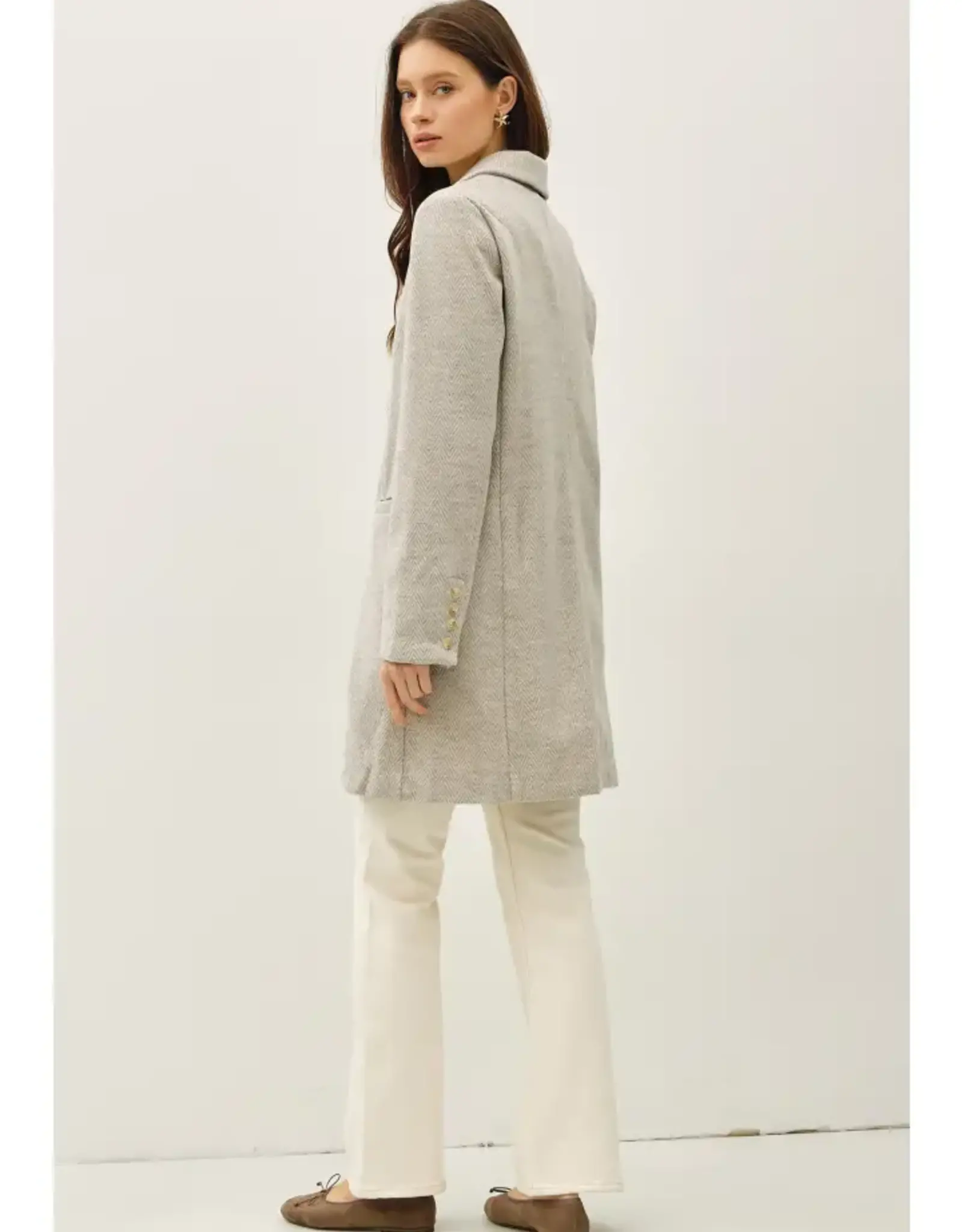 Chevron Pattern Double Button Coat