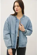 Denim Bomber Jacket w/ Pockets