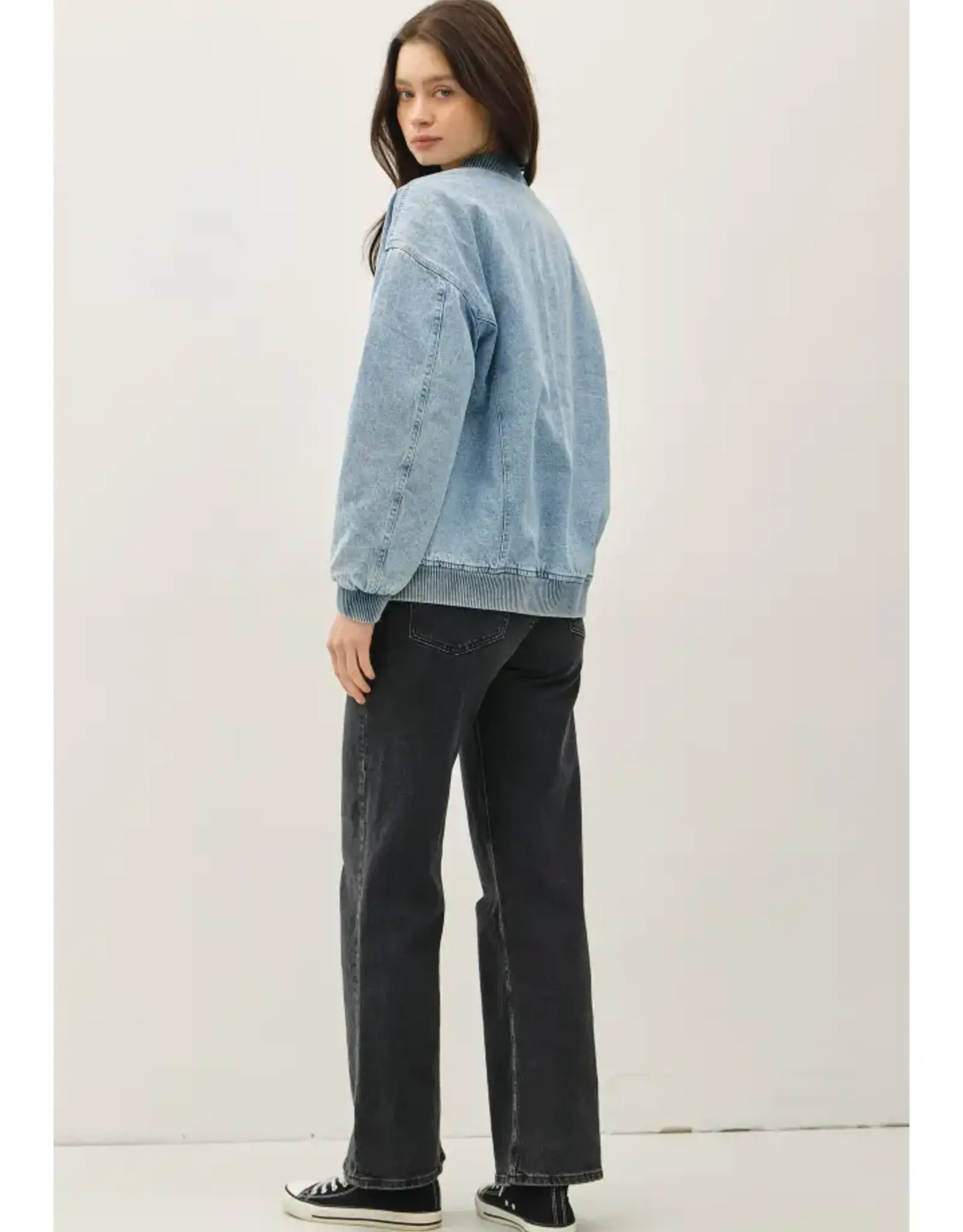 Denim Bomber Jacket w/ Pockets