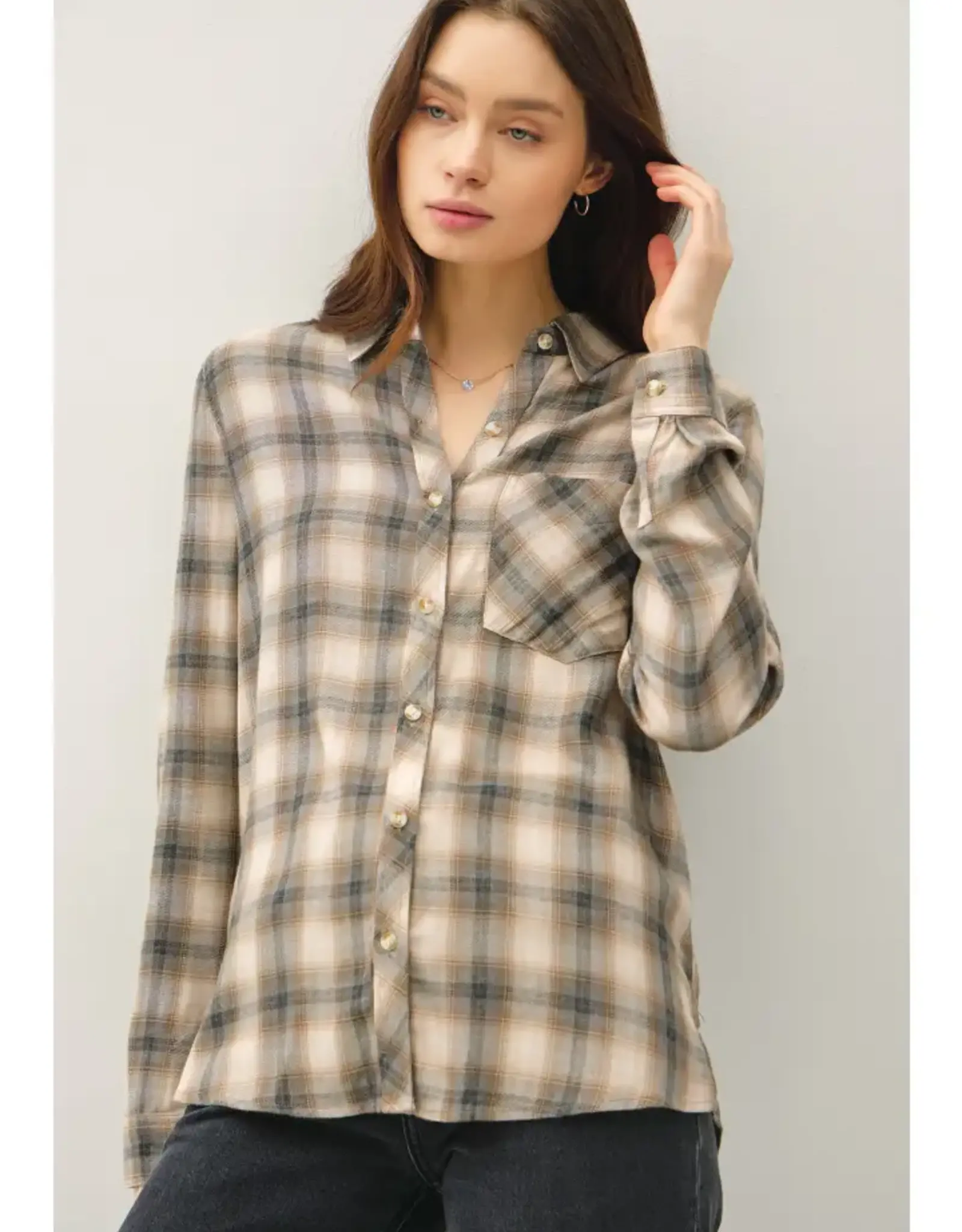 Plaid Long Sleeve Button Up