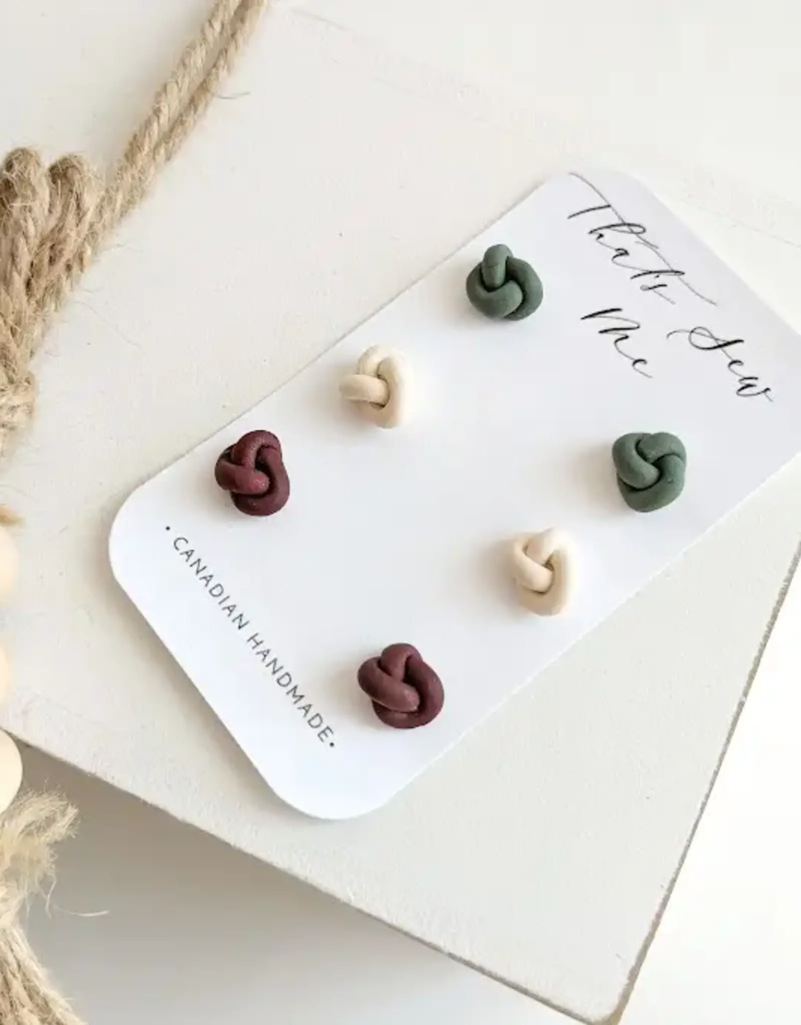 That's Sew Me Knotted Stud Earrings, Clay